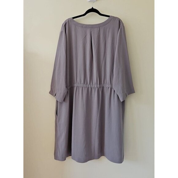 Maurices Dress Women 4X Olive Green Elastic Waist 3/4 Sleeve Pockets Office - Picture 15 of 15